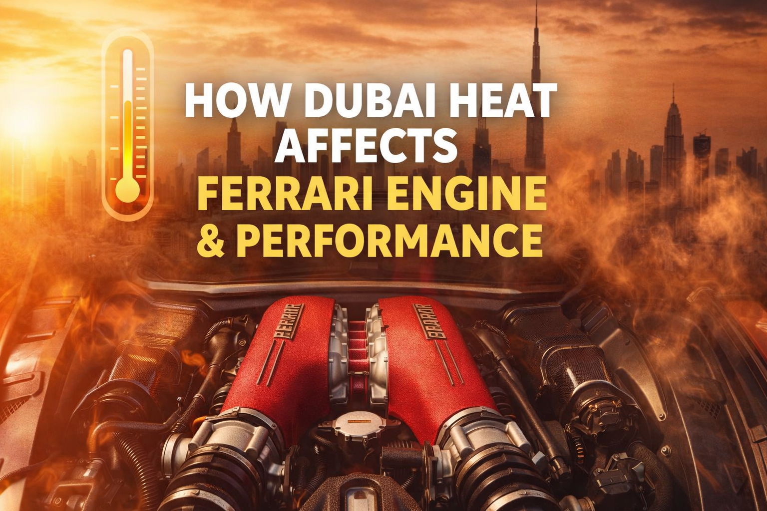featured image of how Dubai heat affects Ferrari engine and performance